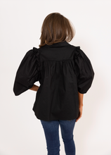 Load image into Gallery viewer, Karlie Black Button Ruffle Top