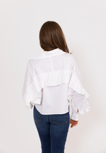 Load image into Gallery viewer, Karlie White Ruffle Back Top