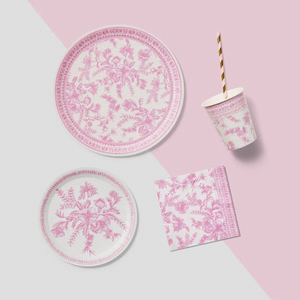 Pink Toile Small Paper Party Plates