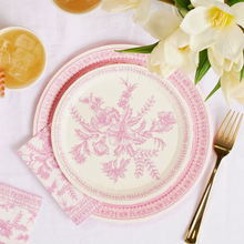 Load image into Gallery viewer, Pink Toile Small Paper Party Plates