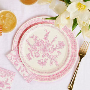 Pink Toile Small Paper Party Plates