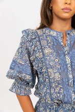 Load image into Gallery viewer, Karlie Blue Floral Romper