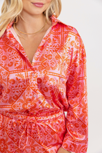 Load image into Gallery viewer, Karlie Pink &amp; Orange Button Up