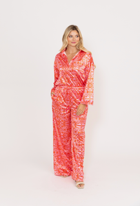 Karlie Pink & Orange Button Up