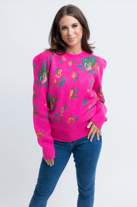 Karlie Floral Crew Sweater