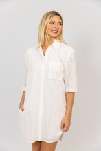 Load image into Gallery viewer, Karlie White Eyelet Shirt Dress
