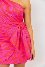 Load image into Gallery viewer, Karlie Tiger One Shoulder Wrap Dress