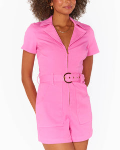 Show Me Your MUMU Outlaw Romper | Bubblegum Pink Denim