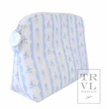 Load image into Gallery viewer, TRVL Goodie Cosmetic Bag | Ribbon Floral Blue