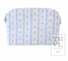 Load image into Gallery viewer, TRVL Goodie Cosmetic Bag | Ribbon Floral Blue