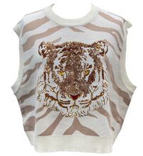 Load image into Gallery viewer, Queen of Sparkles White Tiger Sweater Vest