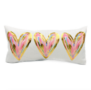 Rachel Brooks Pastel Hearts Gold Foil Pilow