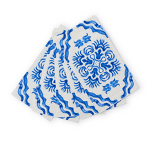 Load image into Gallery viewer, Blue Block Print Paper Guest Towel