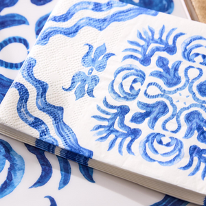 Blue Block Print Paper Guest Towel