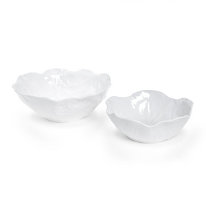 White Cabbage Pattern Melamine Serving Bowls