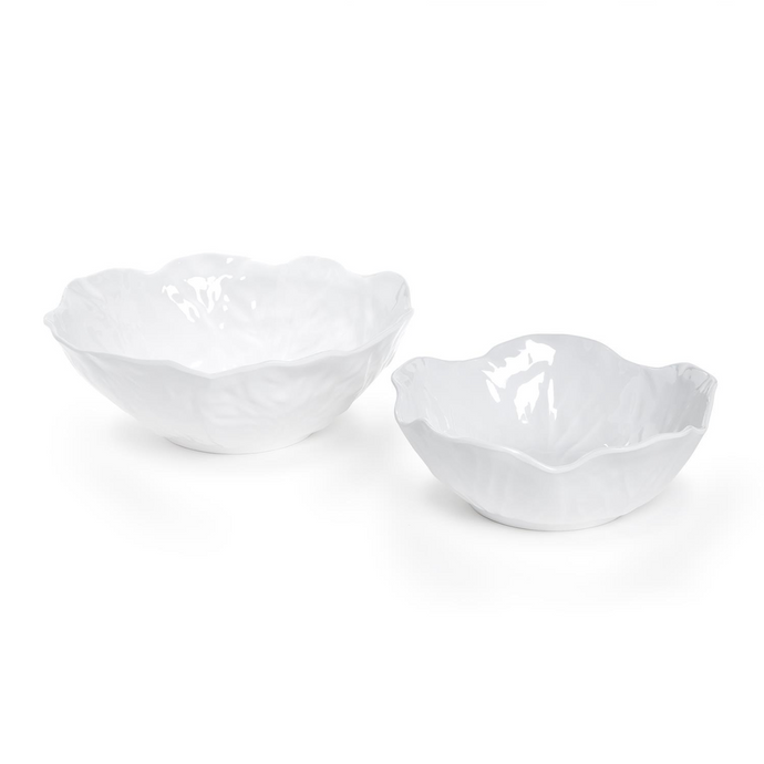 White Cabbage Pattern Melamine Serving Bowls