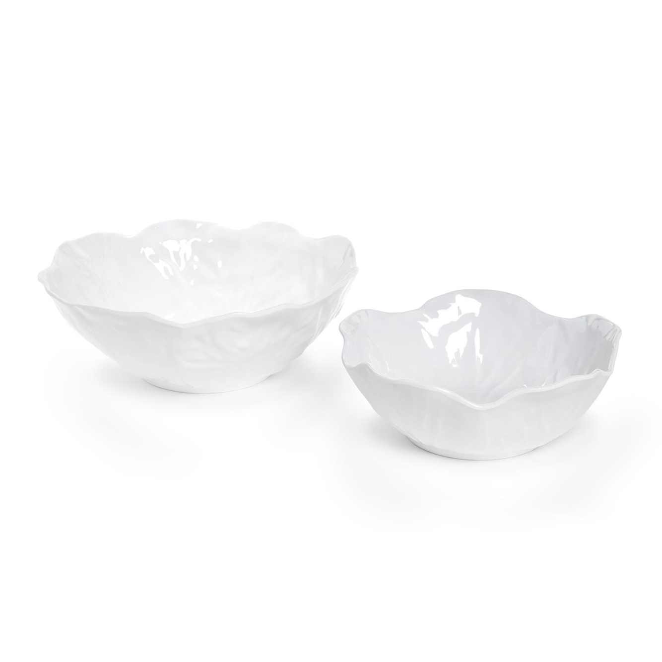 White Cabbage Pattern Melamine Serving Bowls