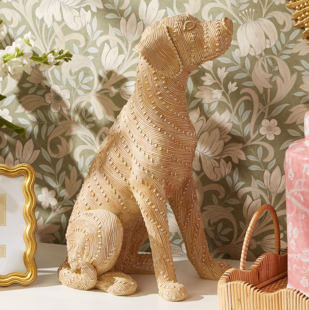 Basket Weave Pattern Sitting Dog