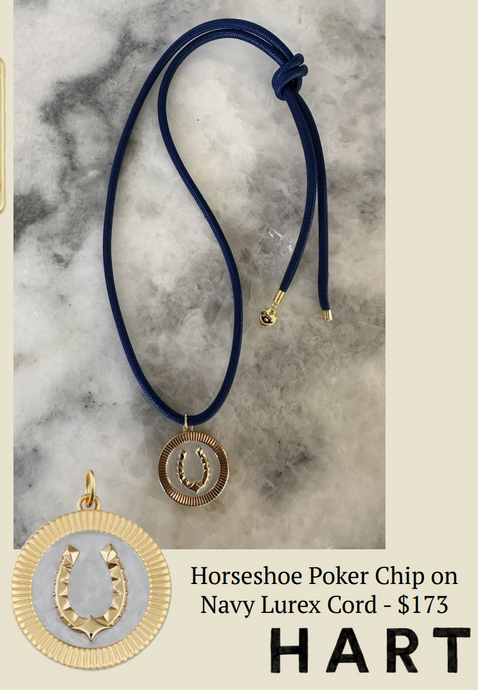 HART Horseshoe Poker Chip on Navy Lurex Cord