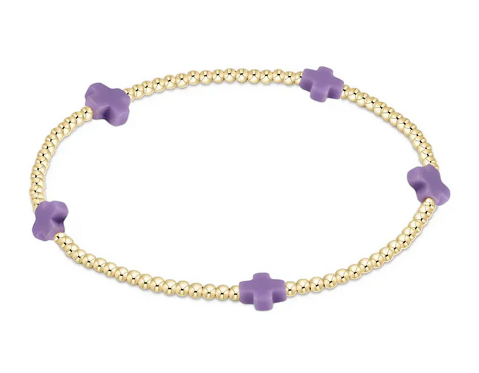enewton egirl Signature Cross Small Gold Pattern 2mm Bead Bracelet - Purple