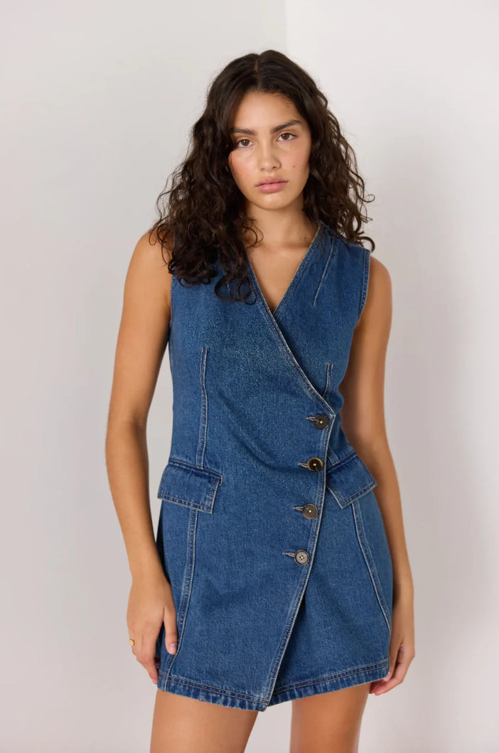 Mink Pink Nora Denim Wrap Mini Dress
