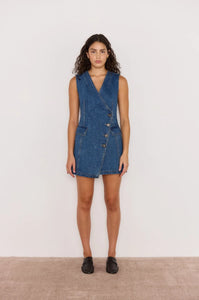 Mink Pink Nora Denim Wrap Mini Dress
