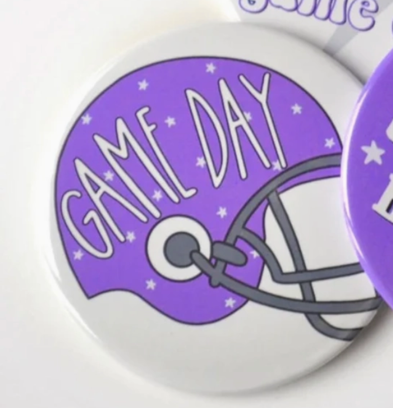 Game Day Helmet Button | Purple