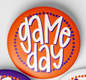 Game Day Dots Button | Orange w Purple
