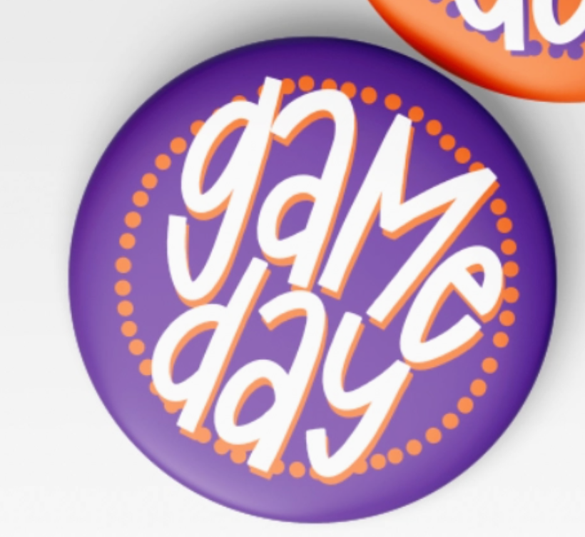 Game Day Dots Button | Purple w Orange