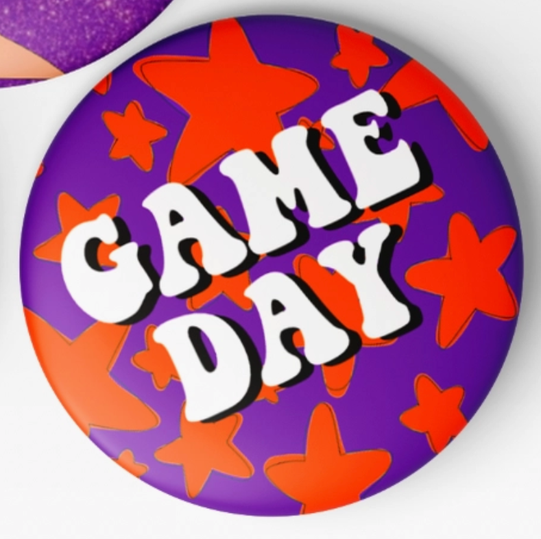 Stars Game Day Button | Purple & Orange