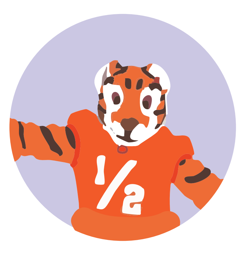 Tiger 1/2 Mascot Game Day Button