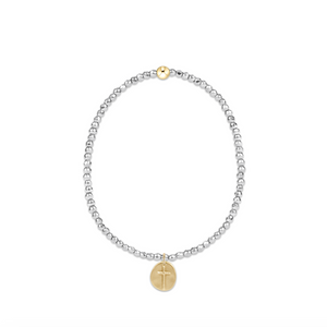 enewton Extends - Silver Faceted Hematite 2mm Bead Bracelet - Inspire Gold Charm