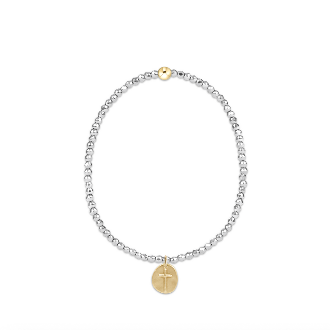 enewton Extends - Silver Faceted Hematite 2mm Bead Bracelet - Inspire Gold Charm