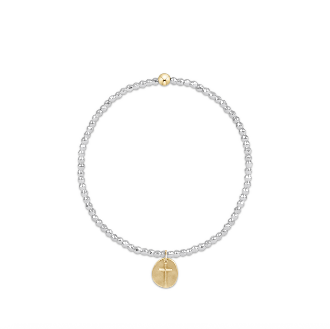enewton Bright Silver Faceted Hematite 2mm Bead Bracelet - Inspire Small Gold Charm
