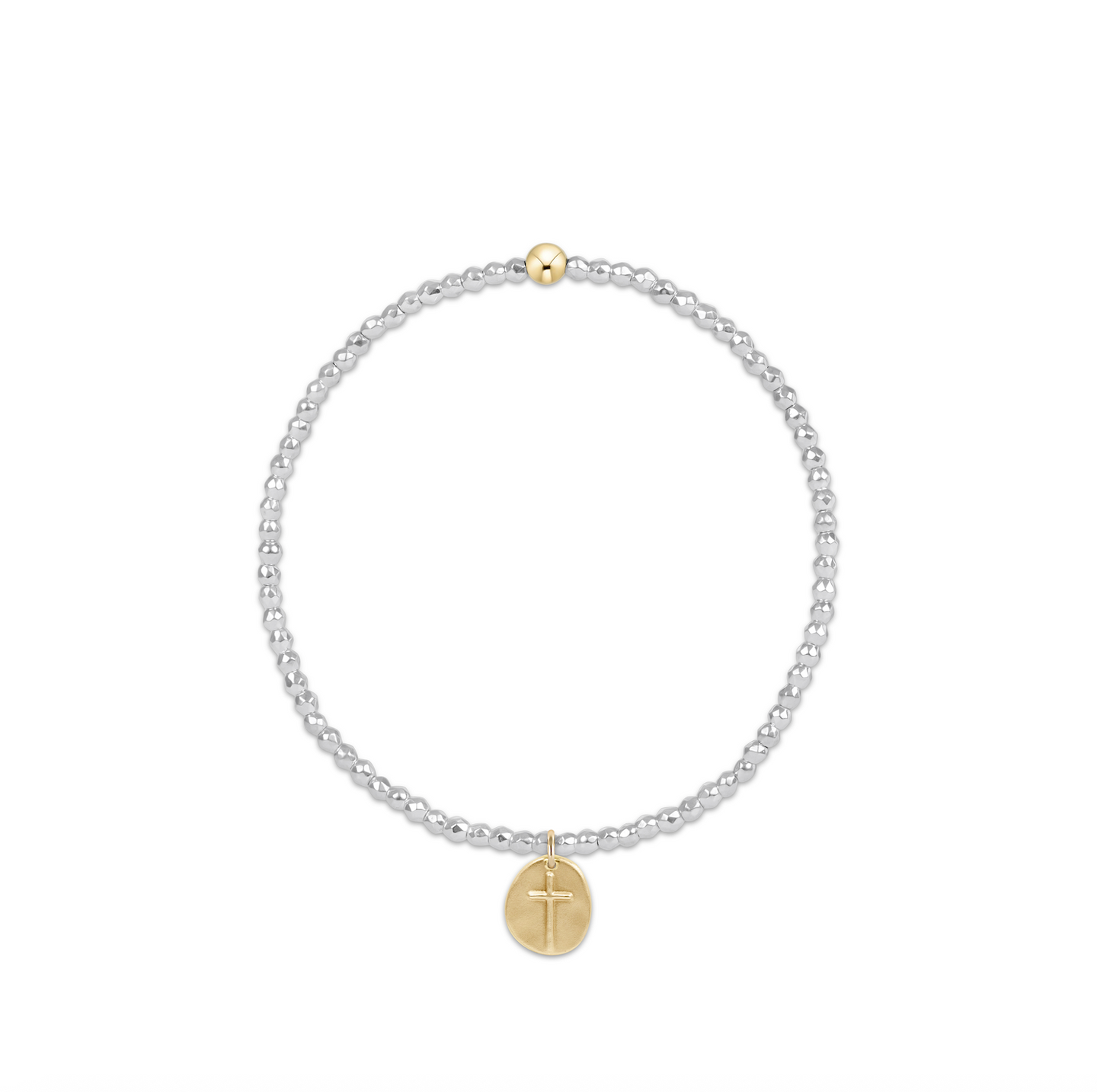 enewton Bright Silver Faceted Hematite 2mm Bead Bracelet - Inspire Small Gold Charm