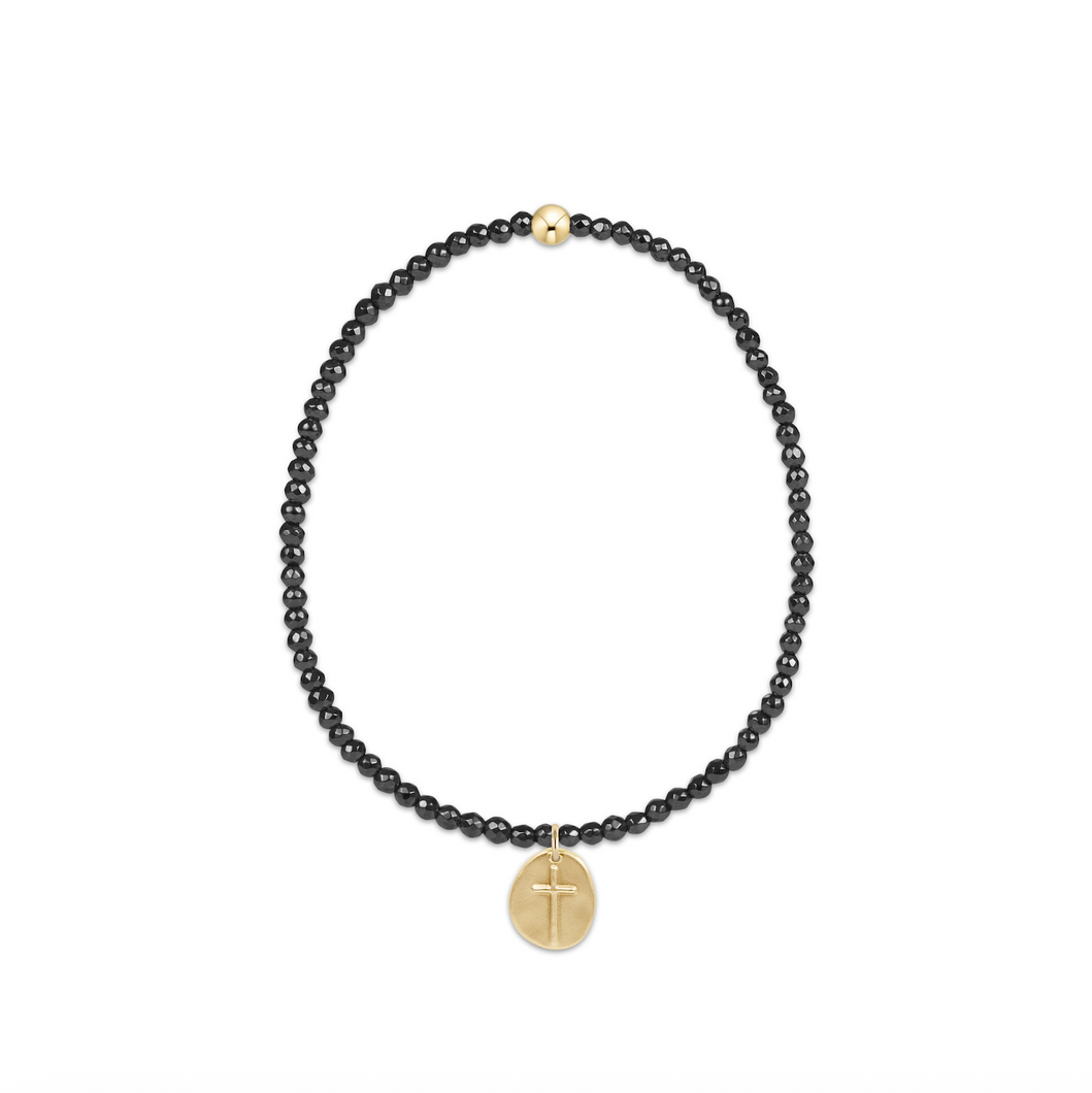enewton Faceted Hematite 2mm Bead Bracelet - Inspire Small Gold Charm