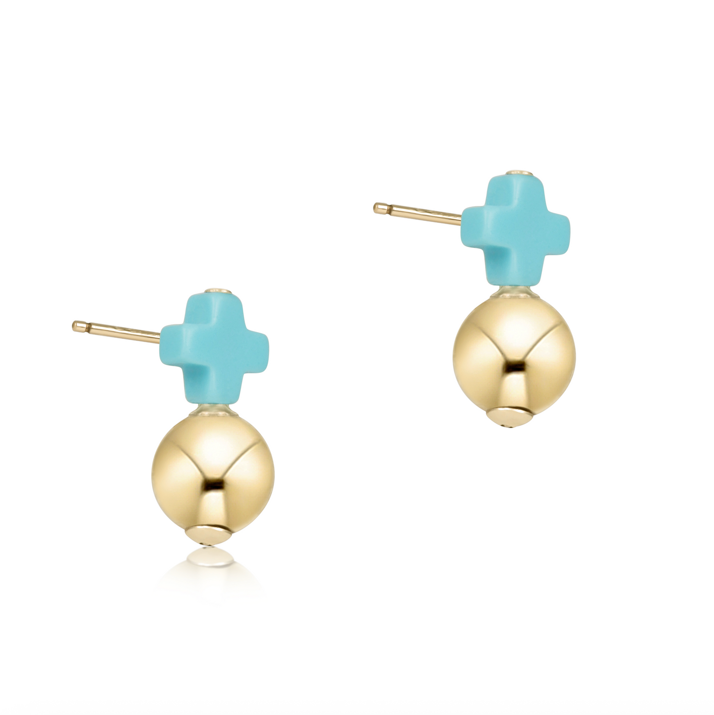enewton Signature Cross Small Turquoise Stud - Classic Gold
