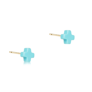 enewton Signature Cross Small Stud - Turquoise