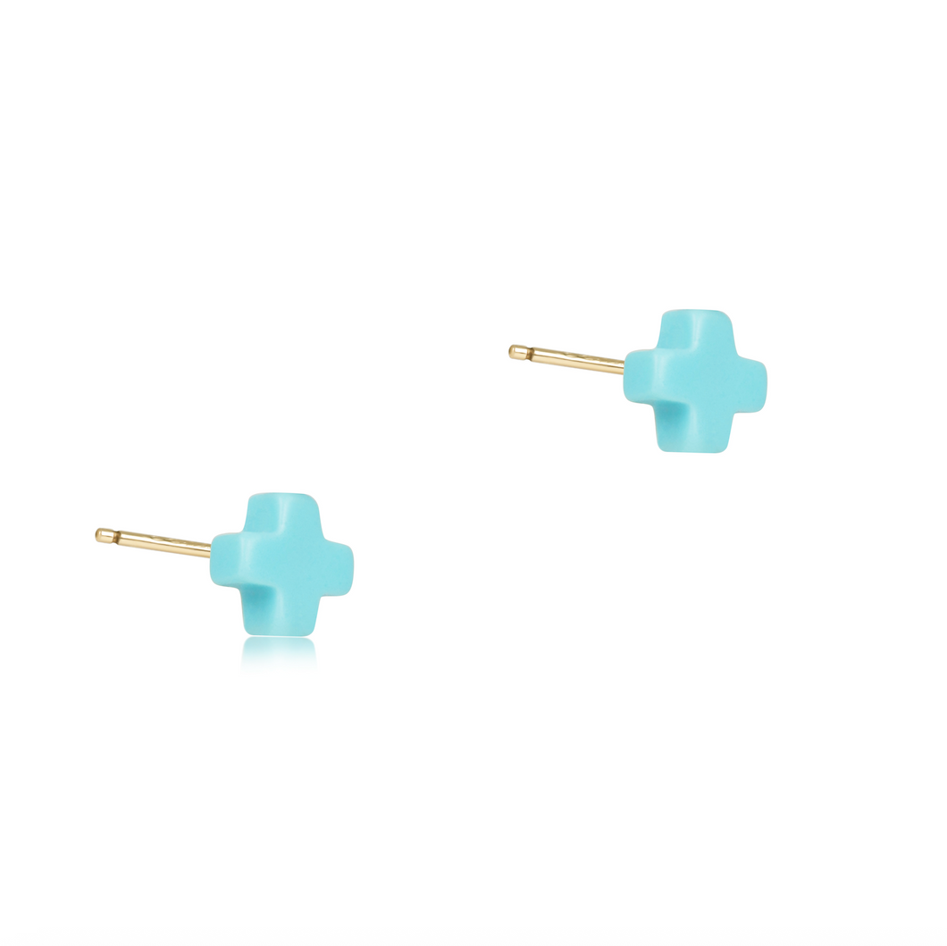 enewton Signature Cross Small Stud - Turquoise