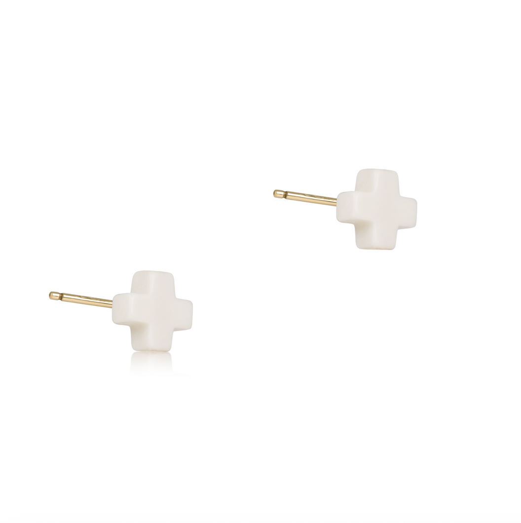 enewton Signature Cross Small Stud - Off-White