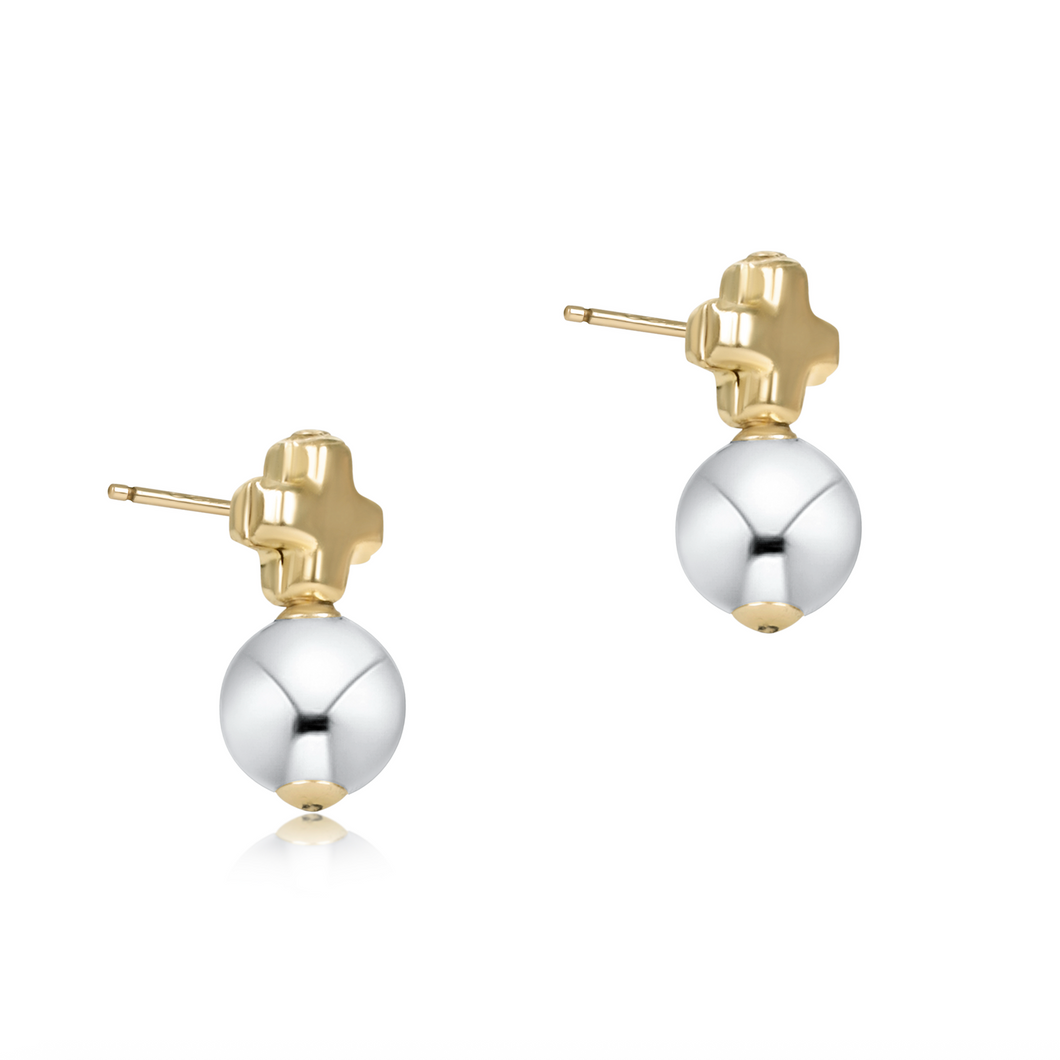 enewton Signature Cross Small Mixed Metal Stud - Classic Sterling