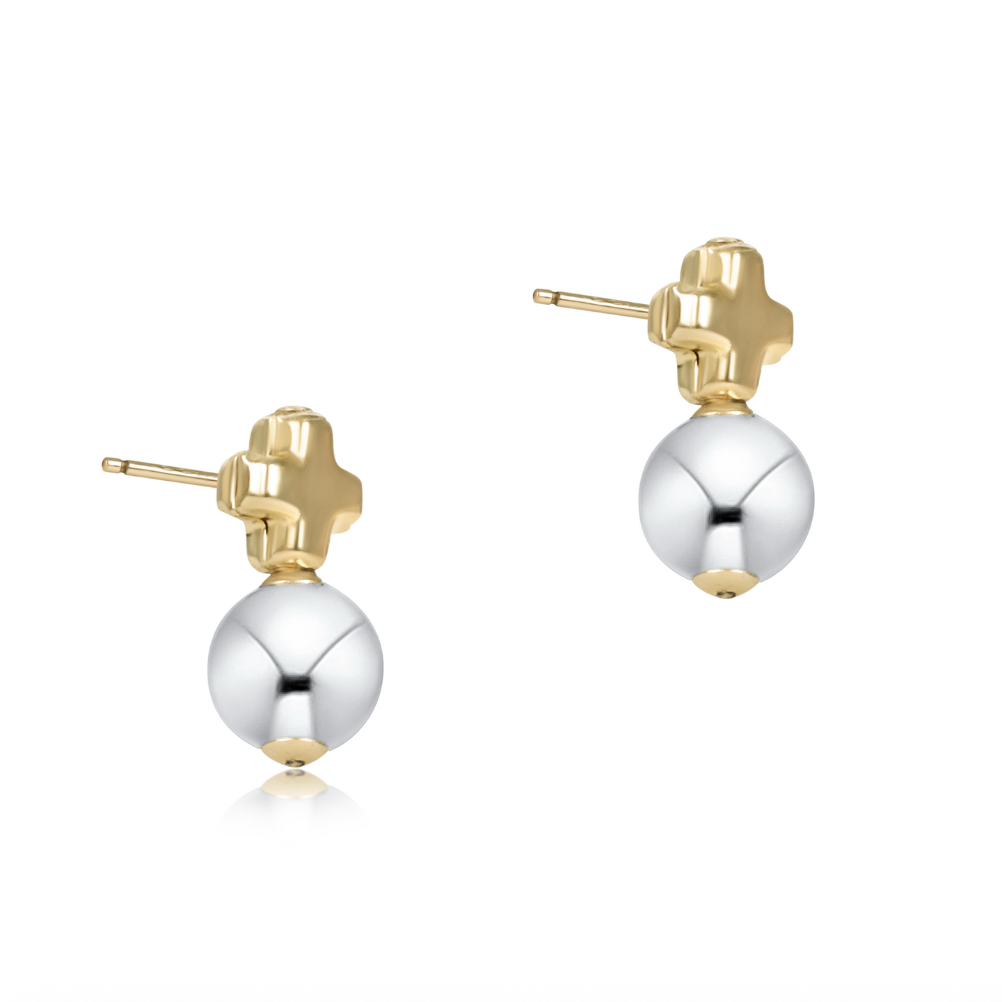 enewton Signature Cross Small Mixed Metal Stud - Classic Sterling
