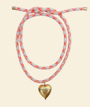 Load image into Gallery viewer, Orange &amp; White Tie Heart Necklace