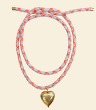 Load image into Gallery viewer, Orange &amp; White Tie Heart Necklace