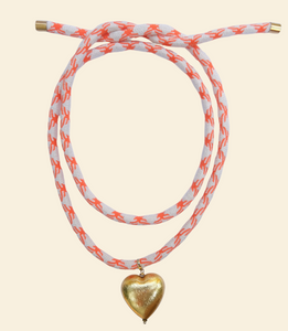 Orange & White Tie Heart Necklace