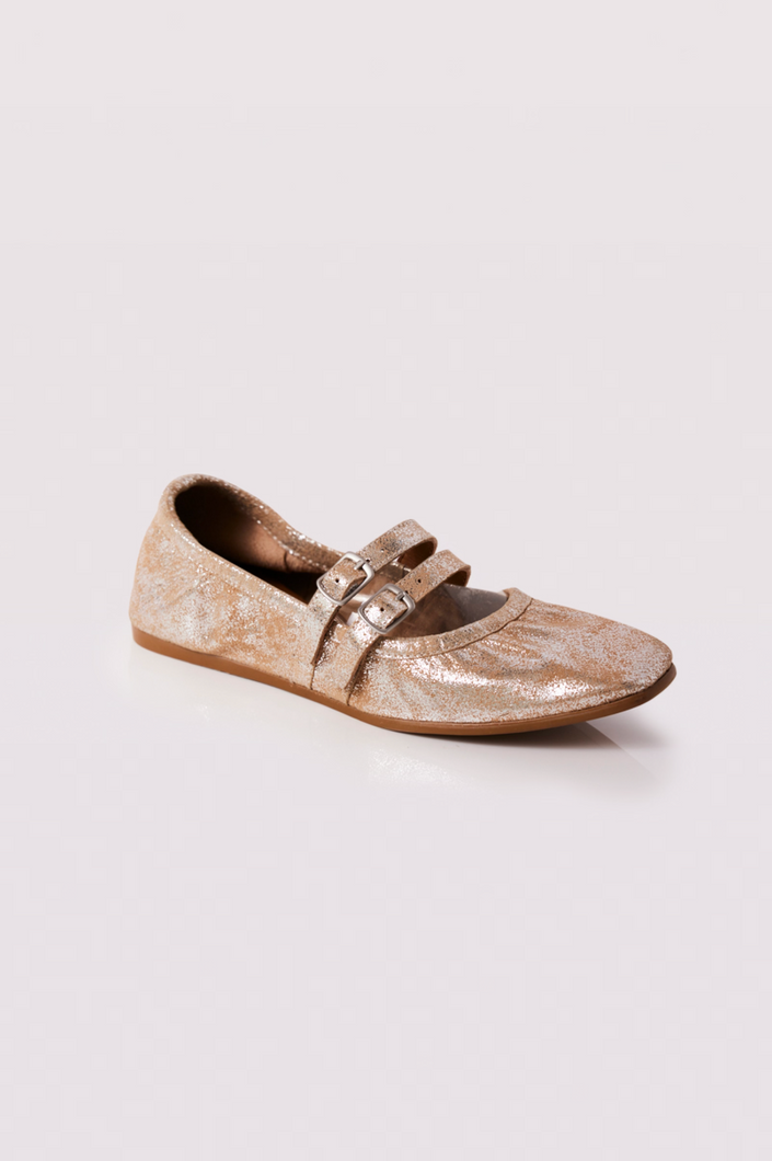 Free People Gemini Ballet Flat In Champagne Metallic