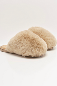 Free People Snowball Slipper in Taupe Faux Fur