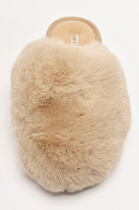 Free People Snowball Slipper in Taupe Faux Fur