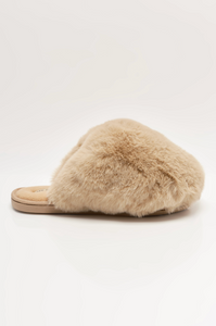 Free People Snowball Slipper in Taupe Faux Fur