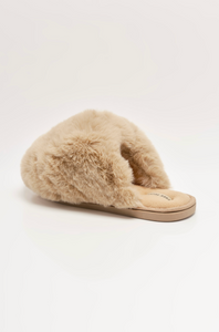 Free People Snowball Slipper in Taupe Faux Fur